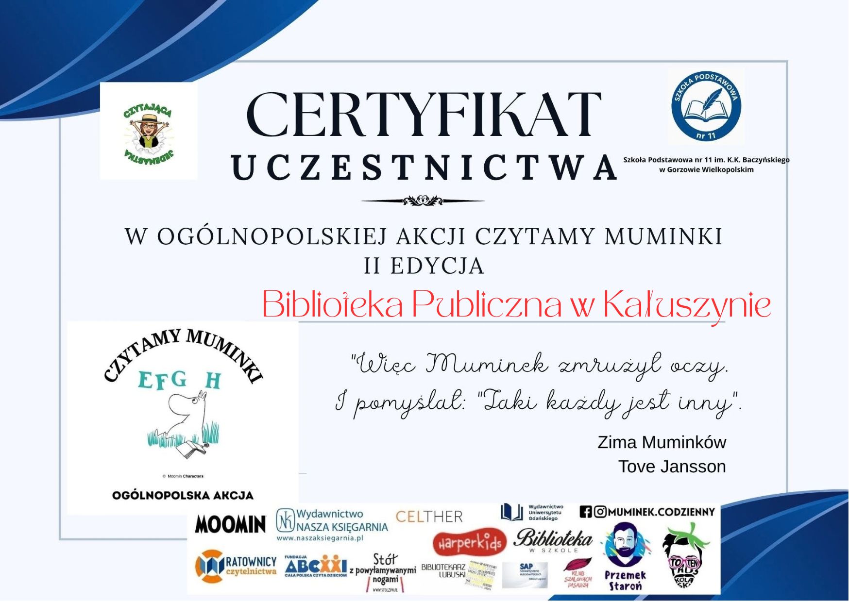 Certyfikat dla Biblioteki
